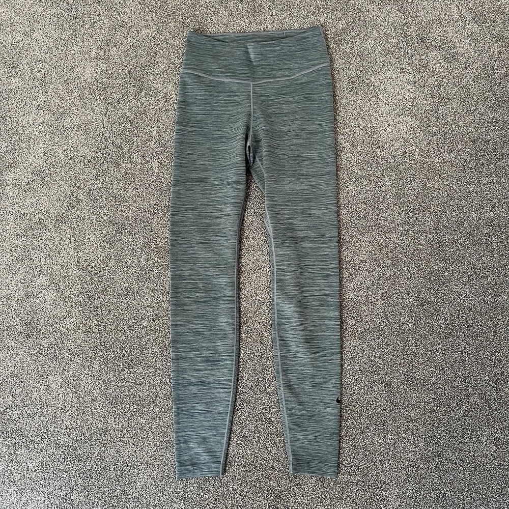 Nike Dri Fit Leggings Gray Athletic Yoga Pants Womens S Compression Space Dye